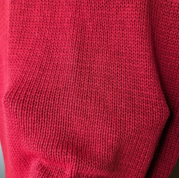 Vintage Northern Reflections Red  Knit 3/4 Sleeve V Neck Sweater Top Women Large - Picture 6 of 8
